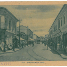 3698 - GALATI, stores, tramway - old postcard, CENSOR - used - 1918