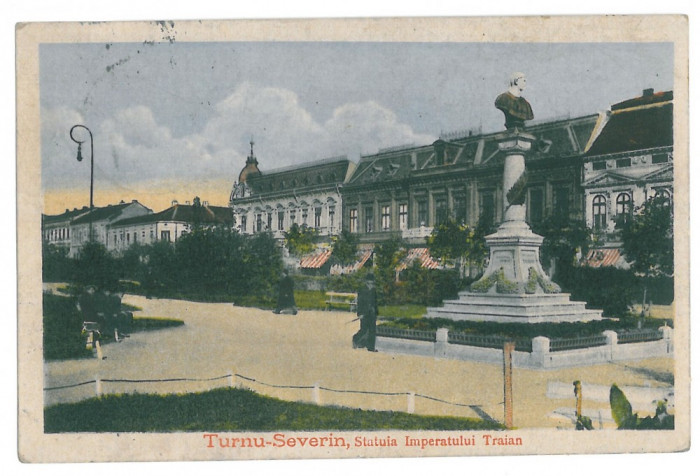 3717 - TURNU SEVERIN, Traian Statue - old postcard, CENSOR - used - 1918