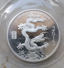 SUA - Moneda Lingou 31.101 gr ( 1 oz ) Argint 99.99 - Anul Dragonului 2012 foto