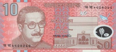 BANGLADESH █ bancnota █ 10 Taka █ 2000 █ P-35 █ polimer █ UNC █ necirculata foto