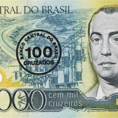 BRAZILIA █ bancnota █ 100 Cruzados █ 1986 █ P-208 █ UNC █ necirculata