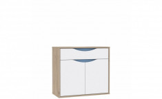 Cabinet din pal, cu 1 sertar si 2 usi &amp;quot;Novelle&amp;quot; White / Oak, l94,5xA41,5xH86,3 cm foto