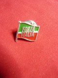 Insigna cu buton ,pt. rever - Forza Italia -argint marcaj 925 ,L= 1,3 cm