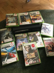 Xbox 360 , 2 manete + 10 jocuri , GTA 5 , Minecraft foto