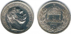 Ungaria 1915 - 1 korona Ag, XF foto