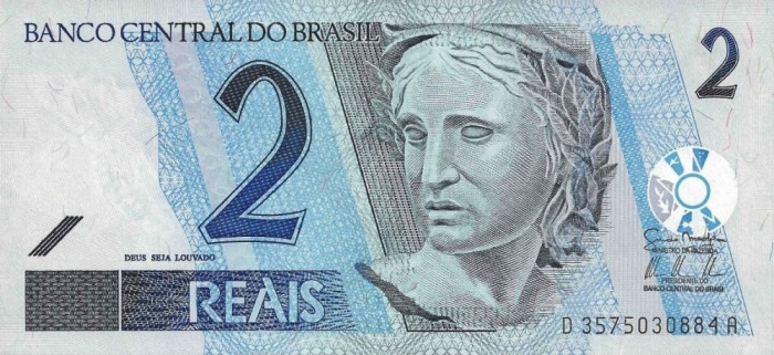 BRAZILIA █ bancnota █ 2 Reais █ 2001 █ P-249h █ UNC █ necirculata