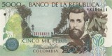 COLUMBIA █ bancnota █ 5000 Pesos █ 2013 █ P-452 █ UNC █ necirculata