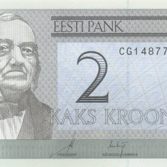 ESTONIA █ bancnota █ 2 Krooni █ 2006 █ P-85a █ UNC █ necirculata