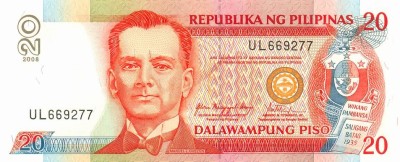 FILIPINE █ bancnota █ 20 Piso █ 2008 █ P-182j █ UNC █ necirculata foto