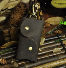 Husa portofel cutie depozitare chei, piele naturala, maro, GD803 foto