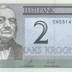 ESTONIA █ bancnota █ 2 Krooni █ 2007 █ P-85b █ UNC █ necirculata