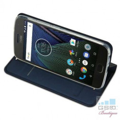 Husa Cu Flip Si Stand Motorola Moto G5 Cu Slot Card Neagra foto