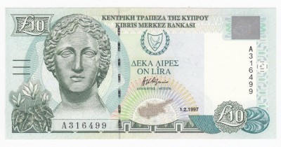 CIPRU █ bancnota █ 10 Pounds █ 1997 █ P-59 █ UNC █ necirculata foto