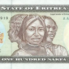 ERITREEA █ bancnota █ 100 Nakfa █ 1997 █ P-6 █ UNC █ necirculata