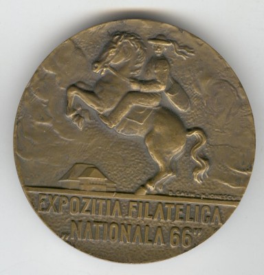 EXPOZITIA FILATELICA ,,NATIONALA 66&amp;#039;&amp;#039; Medalie CU DEDICATIE - SEMNATA H.IONESCU foto