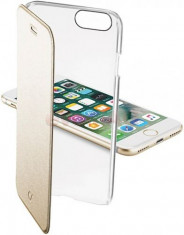 Husa Flip Cellularline CLEARBOOKIPH747H pentru Apple iPhone 7 (Transparent/Auriu) foto