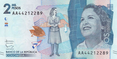 COLUMBIA █ bancnota █ 2000 Pesos █ 2015 (2016) █ P-458 █ UNC █ necirculata foto