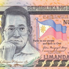 FILIPINE █ bancnota █ 500 Piso █ 2009 █ P-196b █ UNC █ necirculata