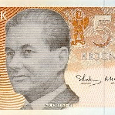 ESTONIA █ bancnota █ 5 Krooni █ 1991 █ P-71a █ UNC █ necirculata