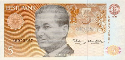 ESTONIA █ bancnota █ 5 Krooni █ 1991 █ P-71a █ UNC █ necirculata foto