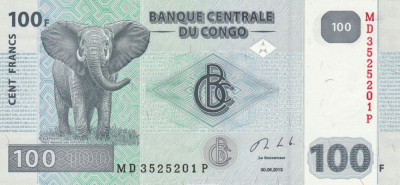 CONGO █ bancnota █ 100 Francs █ 2013 █ HdMZ █ UNC █ necirculata foto