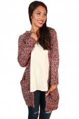 BL997-81 Cardigan tricotat, accesorizat cu buzunare si gluga foto