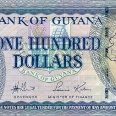 GUYANA █ bancnota █ 100 Dollars █ 2006 █ P36a █ semnatura 13 █ UNC █ necirculata