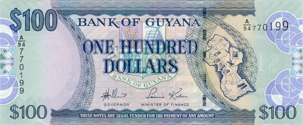 GUYANA █ bancnota █ 100 Dollars █ 2006 █ P36a █ semnatura 13 █ UNC █ necirculata