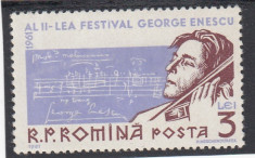 ROMANIA 1961 LP 522 AL II-lea FESTIVAL GEORGE ENESCU MNH foto