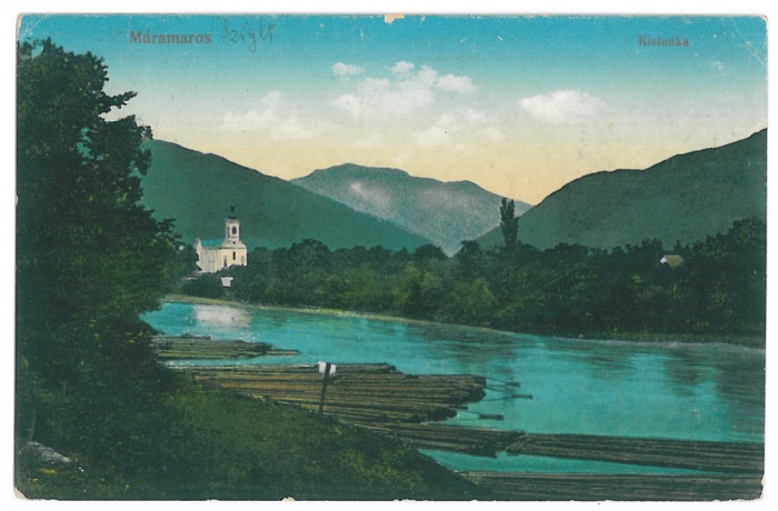 1713 - MARAMURES, Church, floating logs - old postcard - used - 1917