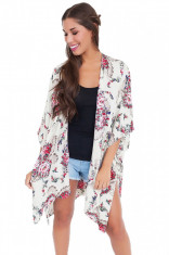 P601-2 Tunica de vara stil kimono, cu imprimeu floral si maneci trei sferturi foto