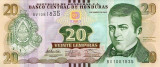 HONDURAS █ bancnota █ 20 Lempiras █ 2012 █ P-100a █ UNC █ necirculata