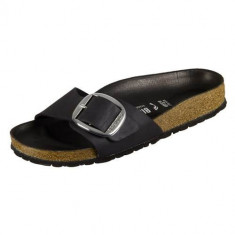 Slapi Femei Birkenstock Madrid Big Buckle Black Natural Leather 1006523 foto