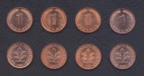GERMANIA RFG SET COMPLET DE MONEDE 1 Pfennig x4 buc 1981 D F G J KM-105 UNC, Europa