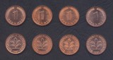 GERMANIA RFG SET COMPLET DE MONEDE 1 Pfennig x4 buc 1981 D F G J KM-105 UNC