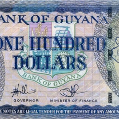 GUYANA █ bancnota █ 100 Dollars █ 2006 █ P36b █ semnatura 14 █ UNC █ necirculata