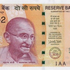 INDIA █ bancnota █ 200 Rupees █ 2017 █ P-113 █ PREFIX 1AA ! █ UNC █ necirculata