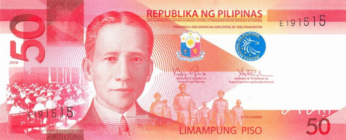 FILIPINE █ bancnota █ 50 Piso █ 2010 █ P-207 █ UNC █ necirculata