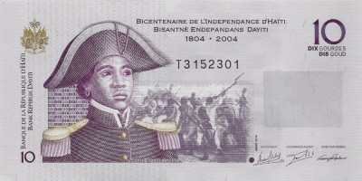 HAITI █ bancnota █ 10 Gourdes █ 2004 / 2016 █ P-272h █ UNC █ necirculata foto