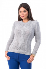 BL981-18 Pulover tricotat, cu maneci lungi si model foto
