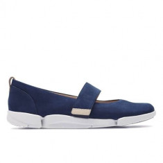 Balerini Femei Clarks Tri Carrie Navy Nubuck 261311084 foto