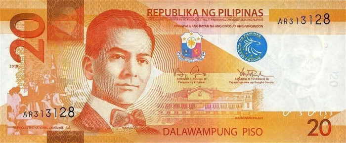 FILIPINE █ bancnota █ 20 Piso █ 2010 █ P-206 █ UNC █ necirculata