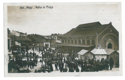 1090 - HUSI, Vaslui, Market, Ethnics - old postcard, real PHOTO - used - 1936 foto