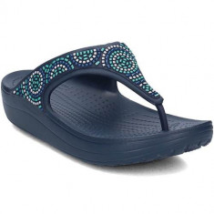 Slapi Femei Crocs Sloane Beaded 205NAVYTURQUOISE foto