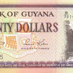 GUYANA █ bancnota █ 20 Dollars █ 2006 █ P-30d █ semnatura 13 █ UNC █ necirculata