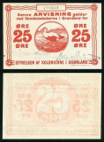 GROENLANDA █ bancnota █ 25 Ore █ 1913 █ P-11 Jansen &amp; Rasmussen UNC necirculata
