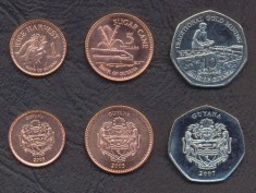 GUYANA █ SET COMPLET DE MONEDE █ 1, 5, 10 Dollars █ 2007-2008 █ UNC