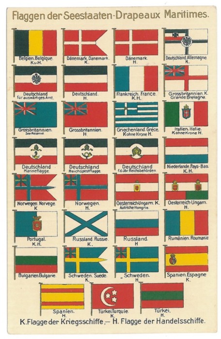 1633 - Constanta, ROMANIA and the Maritime Flags - old postcard - unused - 1912
