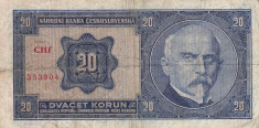 CEHOSLOVACIA 20 korun 1926 VF-!!! foto