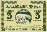 GROENLANDA █ bancnota █ 5 Kroner █ 1913 █ P-14 █ UNC █ necirculata